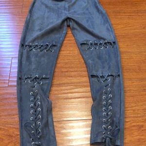 Missguided suede lace up leggings